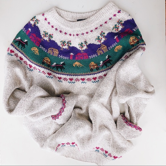 Woolrich Sweaters - Vintage Woolrich farm scene wool sweater size XL